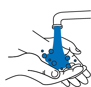 Hands washing with soap and water