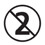 The number two in a circle crossed out by a slanting line